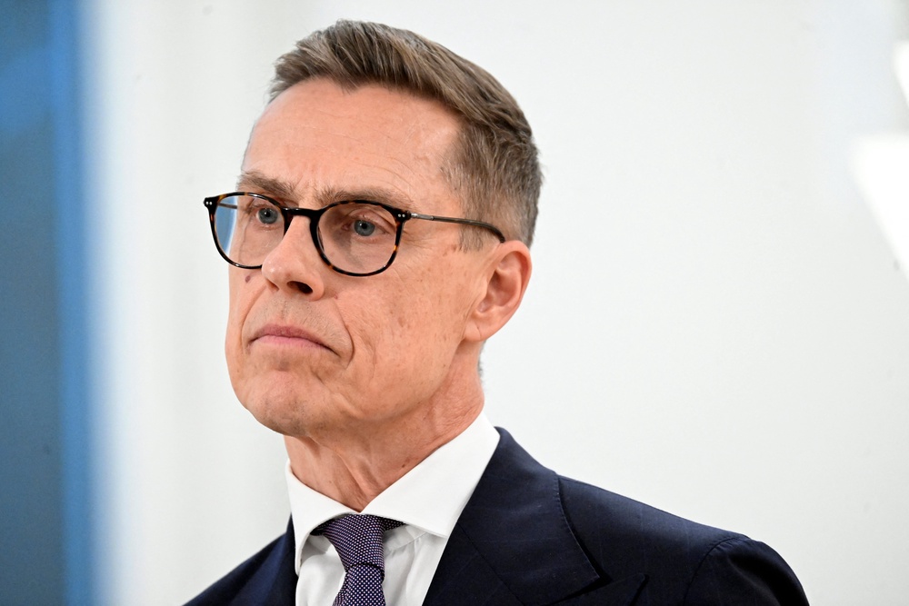 Finland's President Alexander Stubb addresses journalists at the president's official residence (AFP/Getty)