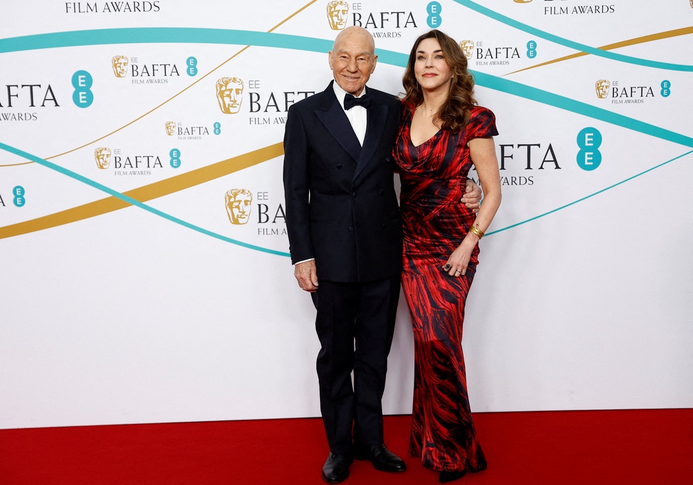 Patrick Stewart and his wife, Sunny Ozell, pictured in 2023 (Reuters)