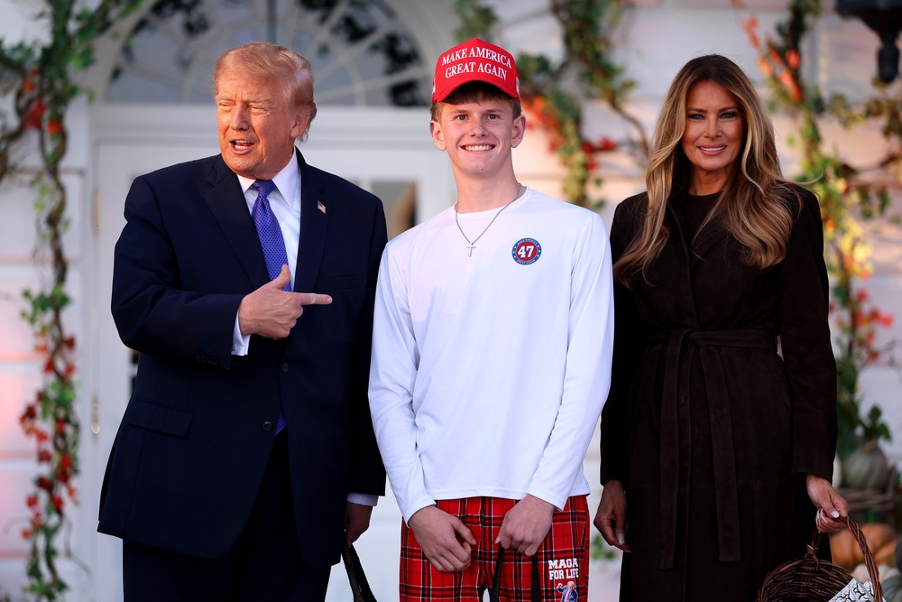 One older kid wore a MAGA hat to the Halloween event (Getty Images)