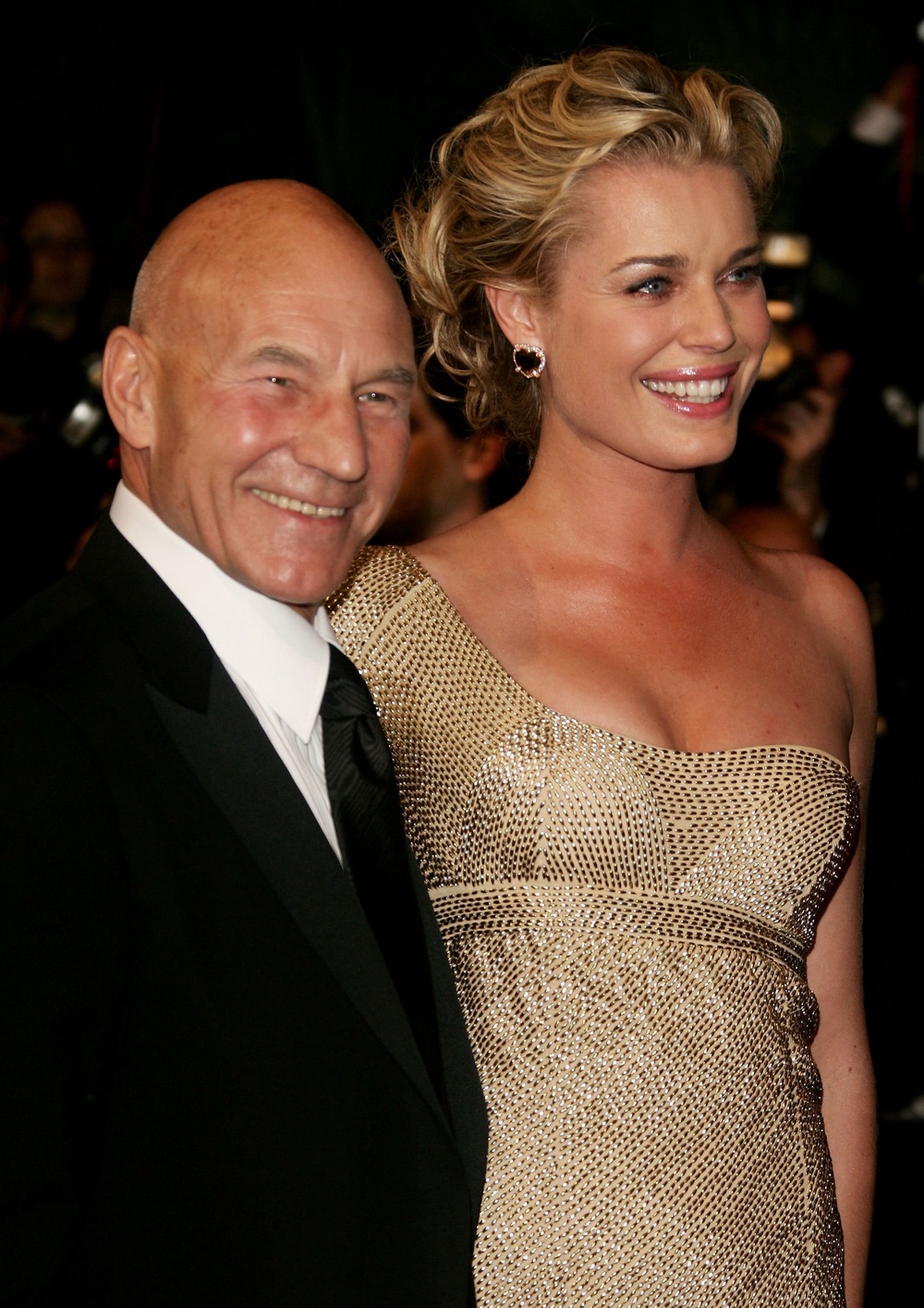 Rebecca Romijn and Patrick Stewart attend the 'X-Men 3: The Last Stand' premiere at the Palais des Festivals during the 59th International Cannes Film Festival in 2006 (Getty)