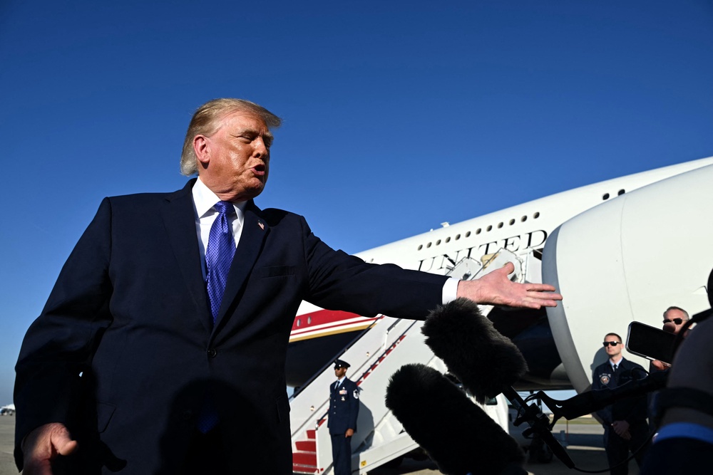 ‘You know what the reason is? I don’t feel I have to go to Kansas,’ Trump snapped at the Reuters reporter on Thursday after his canceled appearance was announced (AFP/Getty)