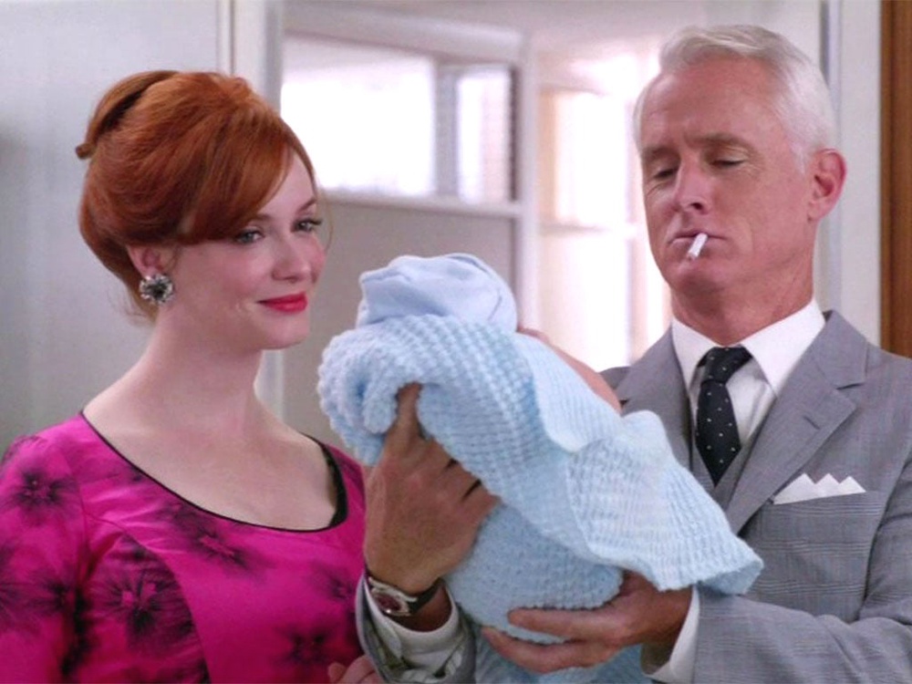 Joan (Christina Hendricks) struggles to gain parity with her male colleagues when she returns from maternity leave in ‘Mad Men’ (AMC)