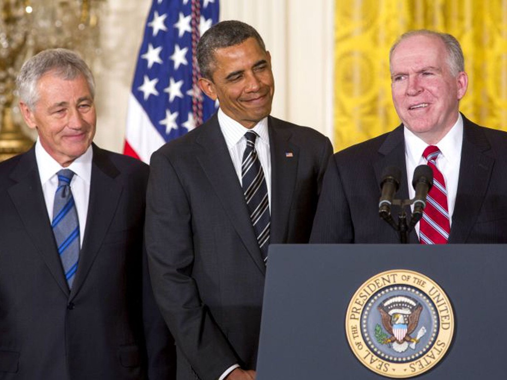 President Barack Obama pushed ahead yesterday with his choice of the former US Senator Chuck Hagel as America’s next Pentagon chief while nominating his anti-terror advisor, John Brennan, as director of the Central Intelligence Agency ( (Rex Features)