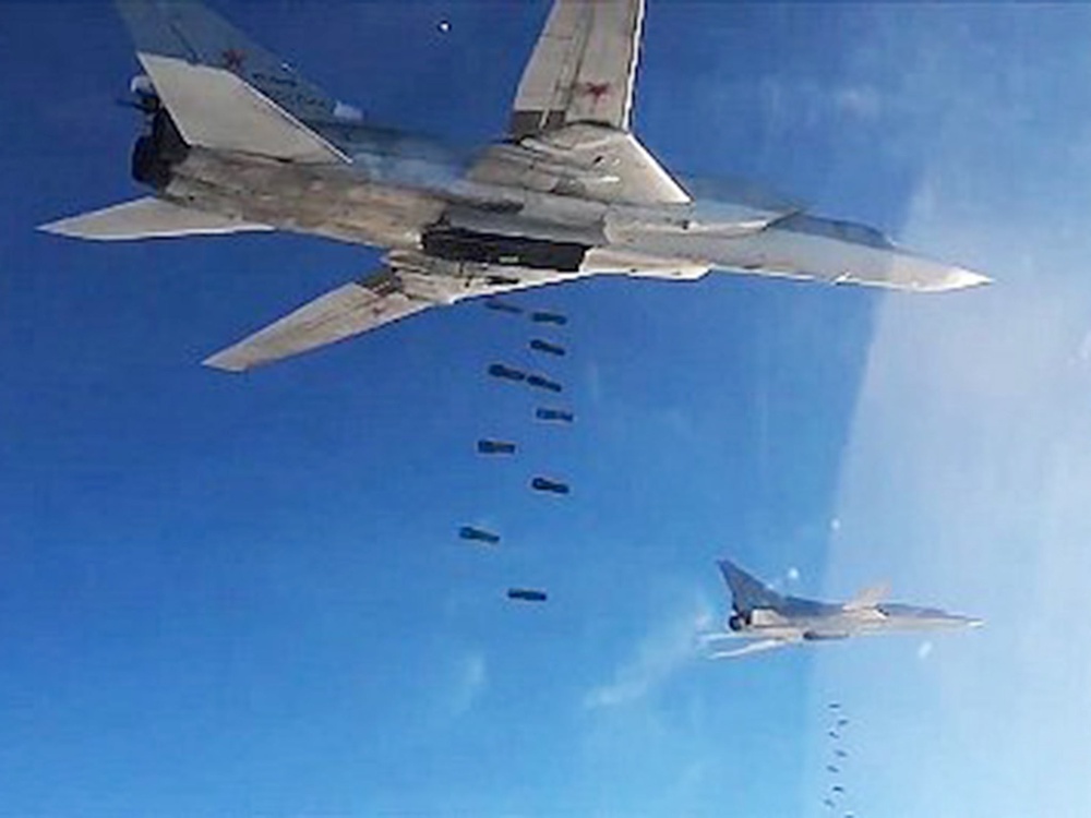 Russian Air Force's Tupolev Tu-22 long-range strategic bombers carry out airstrikes against Isis targets in Syria (Corbis)