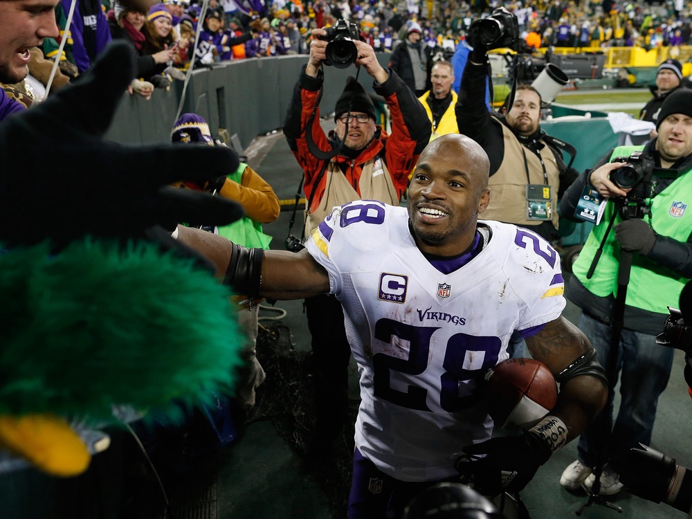 Adrian Peterson became a legend for the Vikings after being drafted seventh overall (Getty Images)
