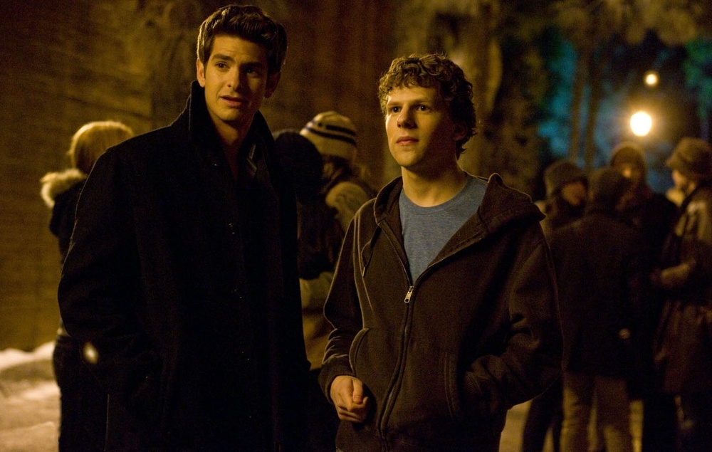 The Social Network starred Jesse Eisenberg (right) as Zuckerberg, alongside Andrew Garfield as Eduardo Saverin (Columbia)