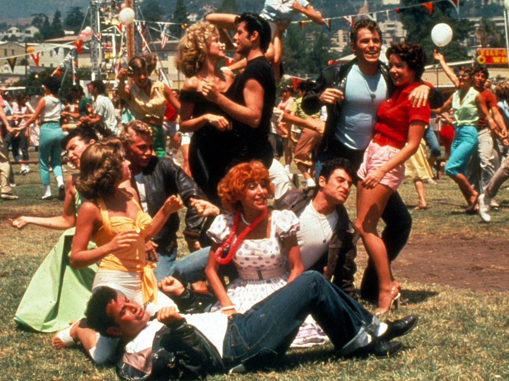 Stockhard Channing with the cast of ‘Grease’