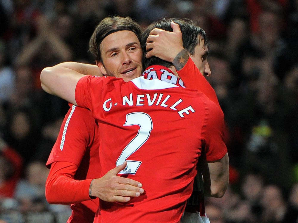 David Beckham and Gary Neville won six Premier League titles together (AFP/Getty Images)
