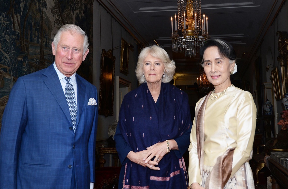 Then-Prince Charles and Camilla met Aung San Suu Kyi at Clarence House in London in May 2017 (PA)