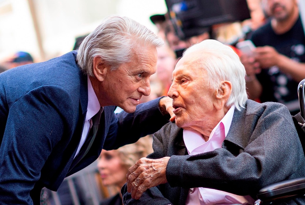 Michael Douglas called his father a ‘wonderful father-in-law’ to his wife, Catherine Zeta-Jones (AFP/Getty Images)