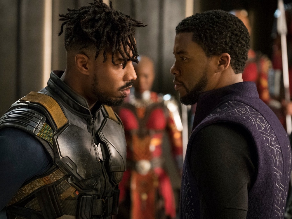 Michael B Jordan and Chadwick Boseman in ‘Black Panther’ (Marvel Studios/Disney)