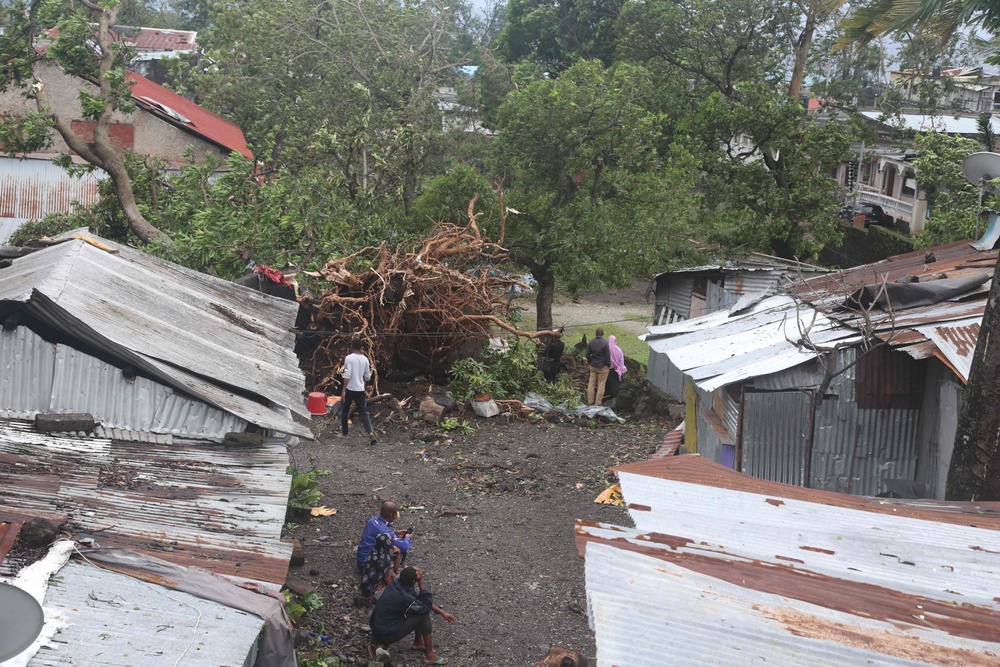 The aftermath of the tropical storm Kenneth in Comoros on 25 April 2019 (AFP/Getty)
