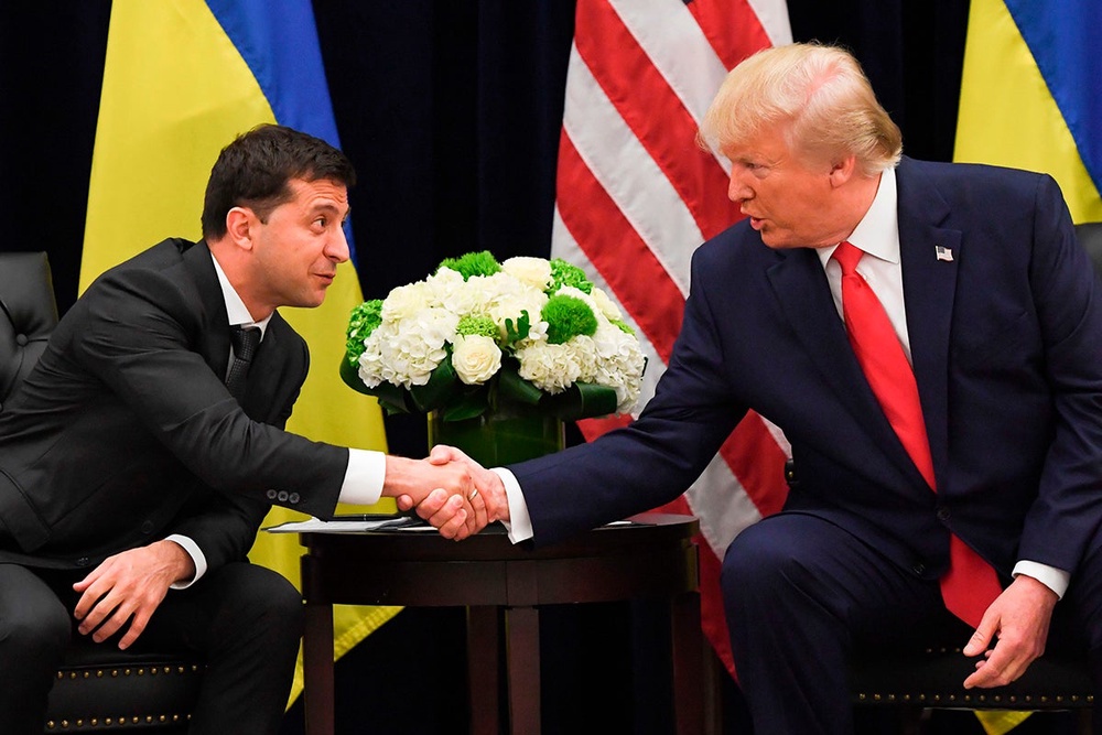 Trump and Zelensky meet for the first time, in New York on September 25, 2019 (AFP/Getty)