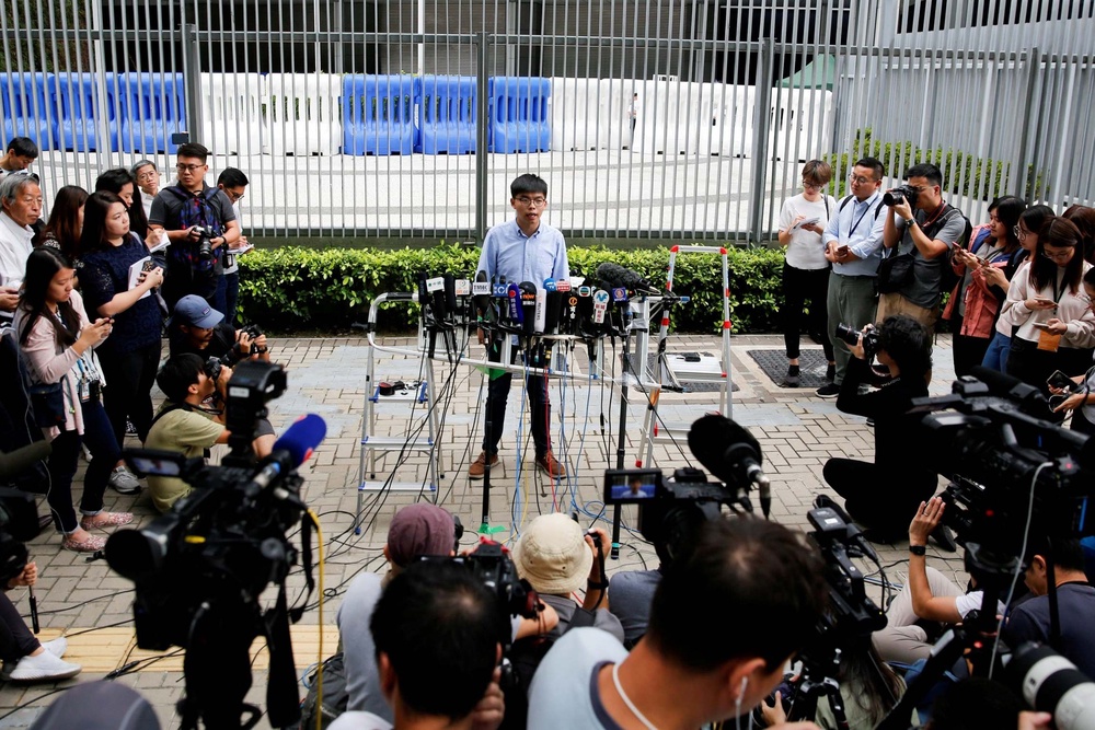 Pro-democracy activist Joshua Wong speaks to journalists after being disqualified from running in local district and ouncil elections in November, in Hong Kong, China October 29, 2019 (REUTERS)