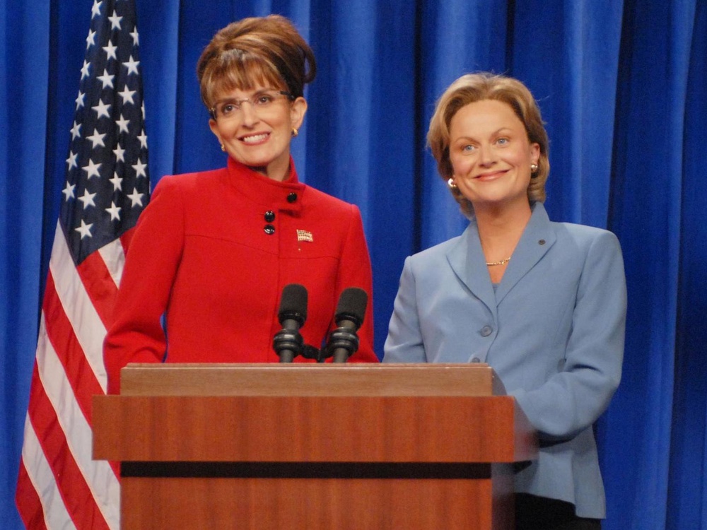 Tina Fey and Amy Poehler as Sarah Palin and Hillary Clinton in a 2008 episode of 'Saturday Night Live' (Shutterstock)