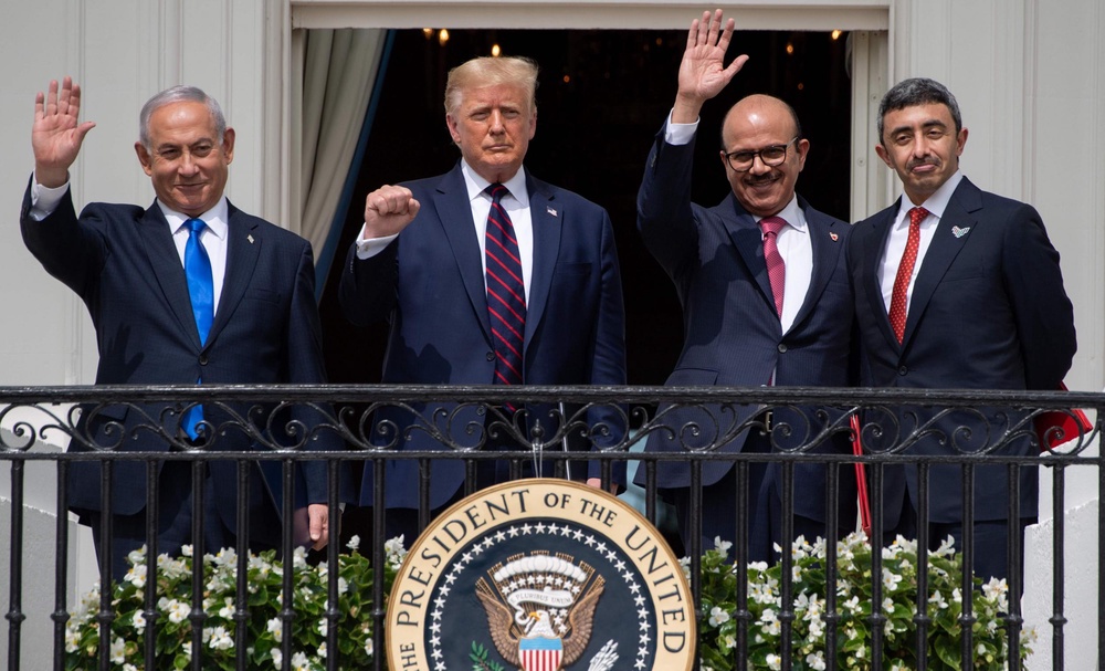 Trump and Middle East leaders at the White House after the signing of the Abraham Accords (AFP/Getty)