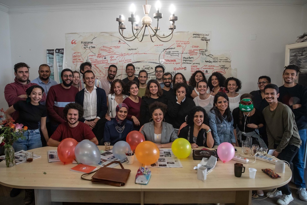 The team at Mada Masr that have said they intend to keep reporting (Roger Anis/Lina Attalah)
