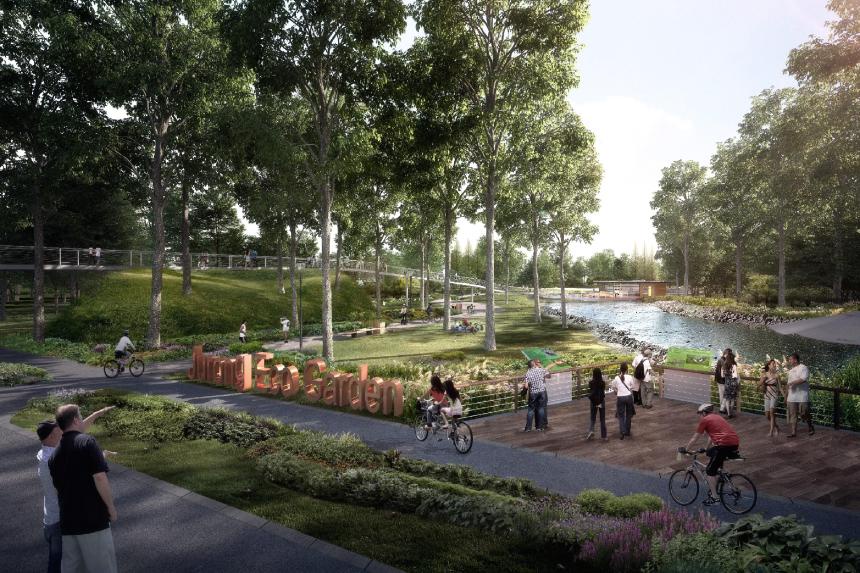 Refurbished park elevated pathways in Jurong West from 2024 as modern