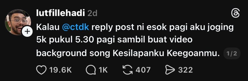 Image from: Dari gurauan jadi kenyataan, lelaki sahut cabaran TokTi joging 8KM