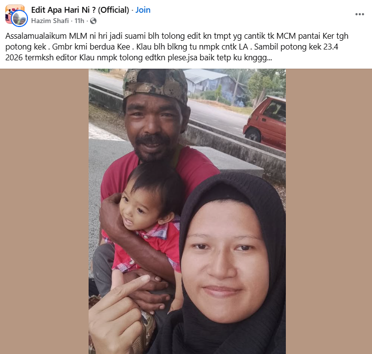 Image from: Wanita minta sunting gambar sambut hari lahir suami buat ramai tersentuh