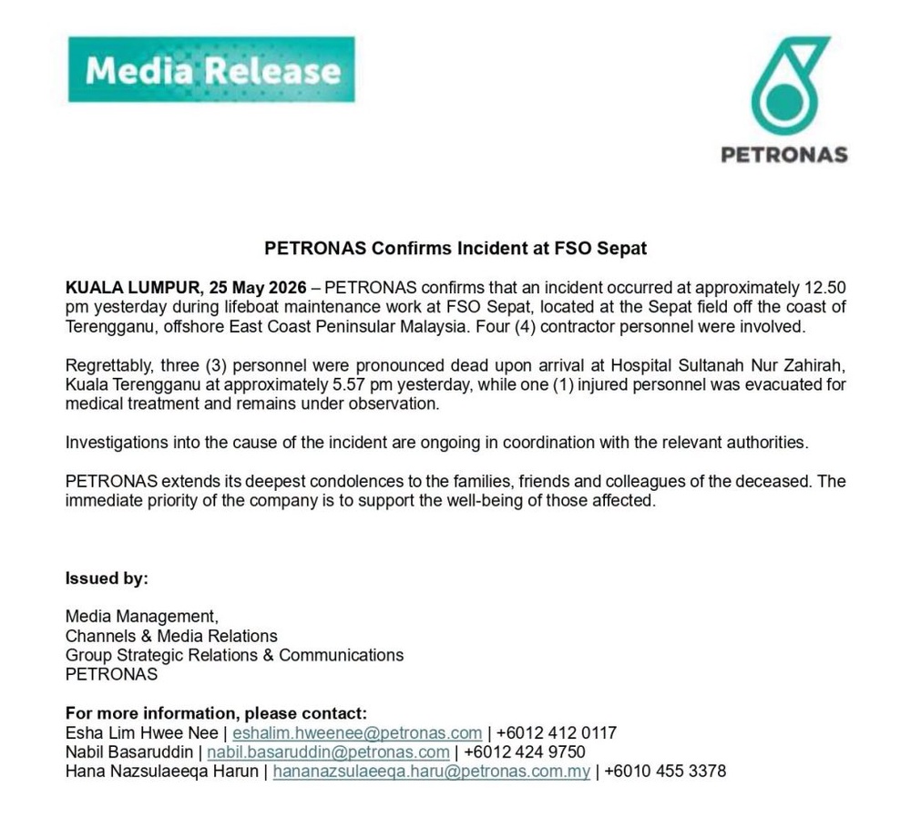 Image from: Insiden Platform Sepat: PETRONAS siasat punca kejadian