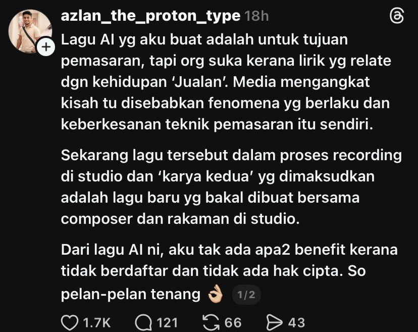 Image from: ‘Lagu AI cuma untuk pemasaran’ – Azlan The Proton Type respon isu hangat