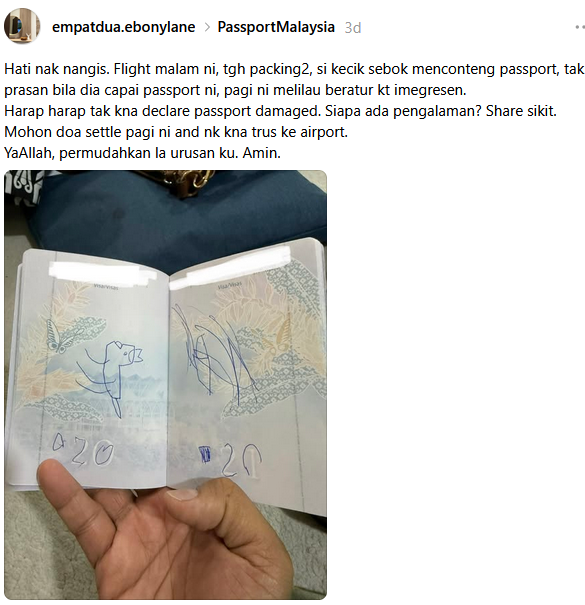 Image from: Gara-gara contengan si kecil, hasrat terbang tertunda