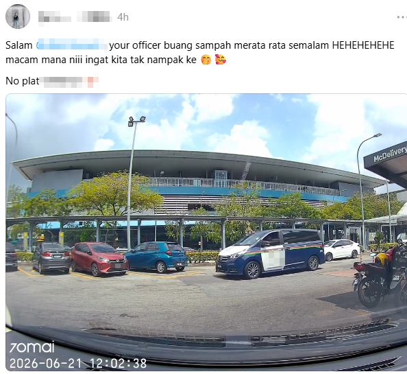 Image from: Video tular dakwa anggota beruniform buang sampah dari kenderaan PBT