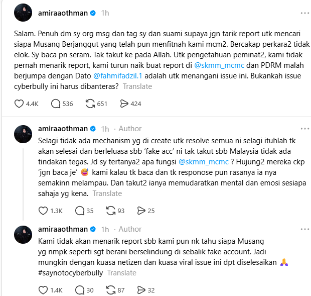 Image from: Amira Othman tak tarik laporan, mahu kesan ‘Musang Berjanggut’