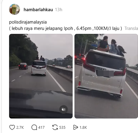 Image from: Video tular dua kanak-kanak duduk atas MPV bergerak, polis kesan pemilik