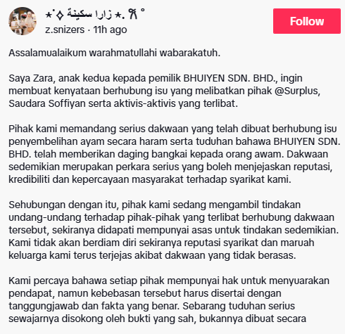 Image from: Bhuiyen nafi dakwaan sembelih ayam tidak halal, bakal ambil tindakan undang-undang