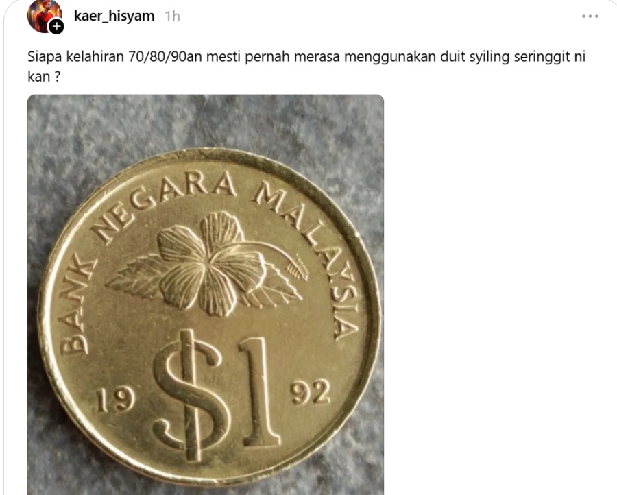 Image from: Viral Photo Of M’sia’s Old Gold RM1 Coin Triggers Core Memories Of 50-Sen Canteen Meals & ‘Tikam’