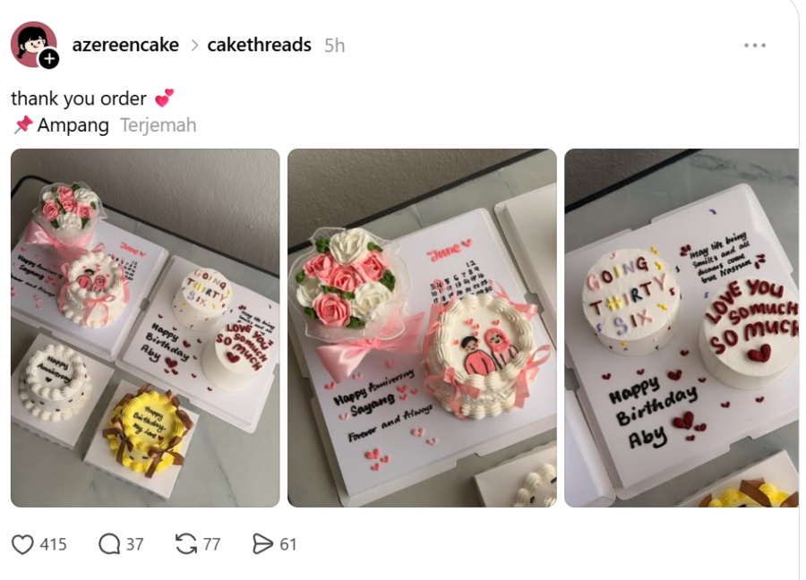 Image from: 6 Trending Aesthetic Cake Bakers In Malaysia For Your Next IG-Worthy Celebration