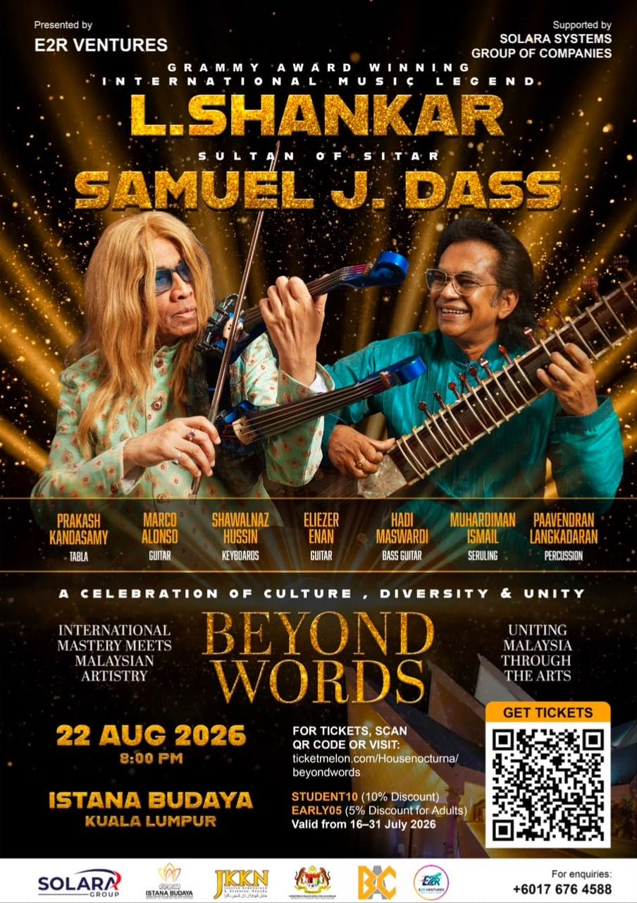 Image from: Grammy-Winning Music Legend L. Shankar to Perform at Istana Budaya for Historic International Concert