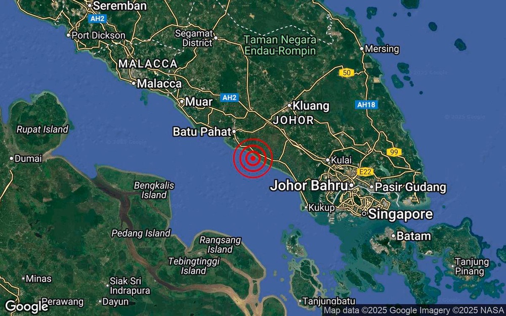 3.5-Magnitude Tremor Strikes Off Batu Pahat, Johor, Following Series of Recent Quakes