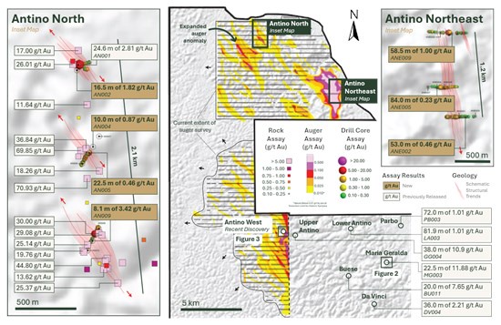Founders Metals Provides Mid-Year Exploration Update Across Four Targets; Confirms New Antino Northeast Discovery with 58.5 m of 1.00 g/t Gold