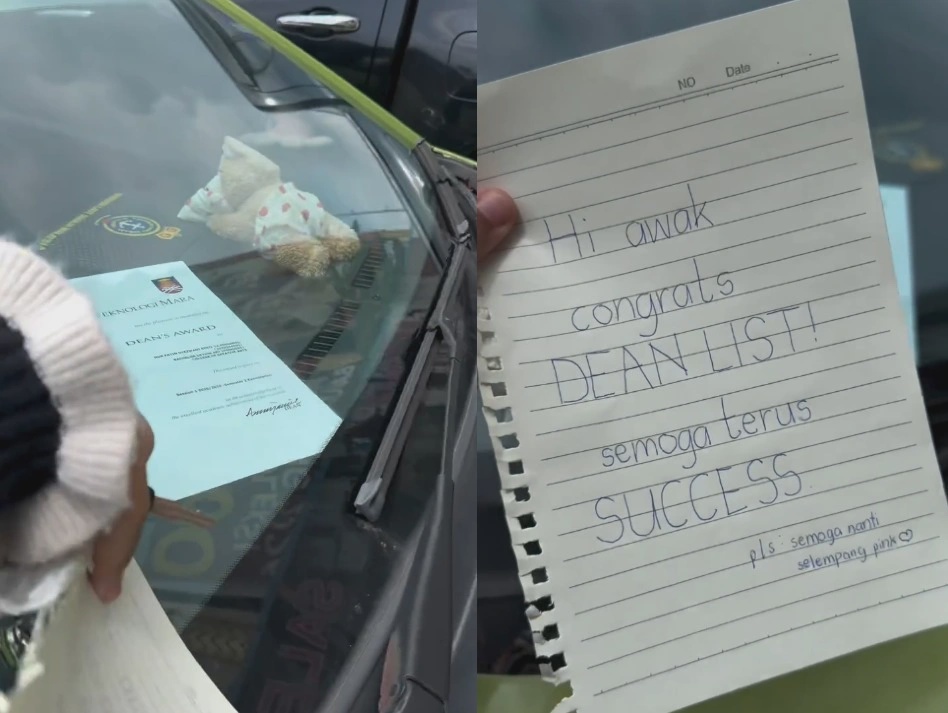 Stranger leaves congratulatory note on student's car windshield after spotting Dean's list certificate