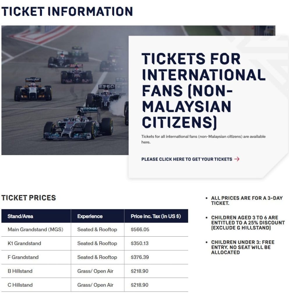 Image from: Harga Tiket F1 Sepang Bocor, Harga Bermula RM200 Untuk Pemegang MyKad
