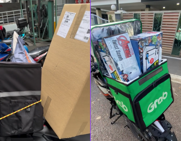Image from: Abang Grab gets creative to deliver chair, netizens promote him to “Chairman”