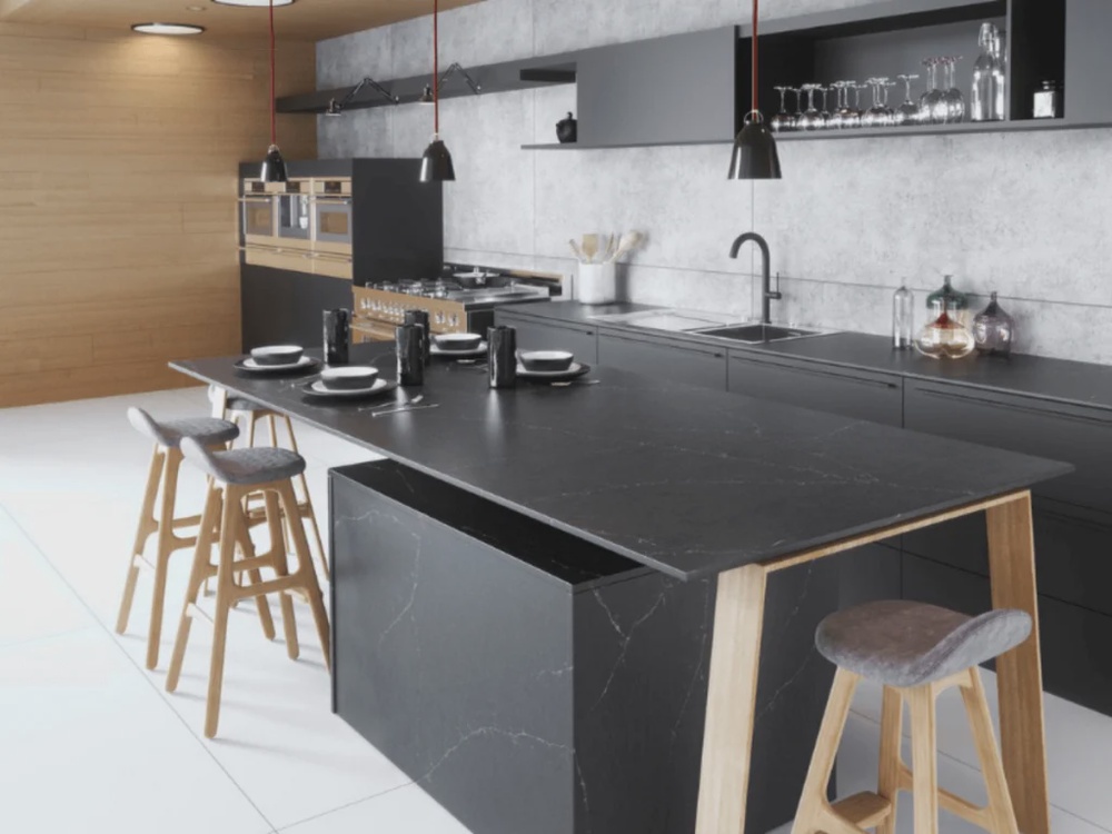 Quartz, Dekton, Kitchen Countertop, Silestone Countertop Black