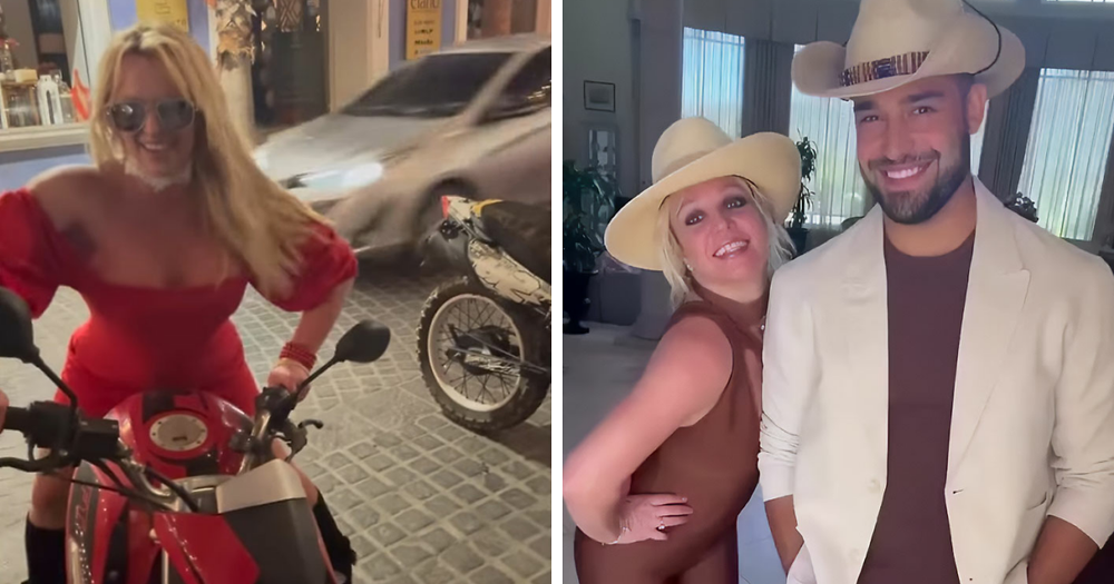 Britney Spears Turns Heads In Red Dress On Motorcycle Ride Amid Sam