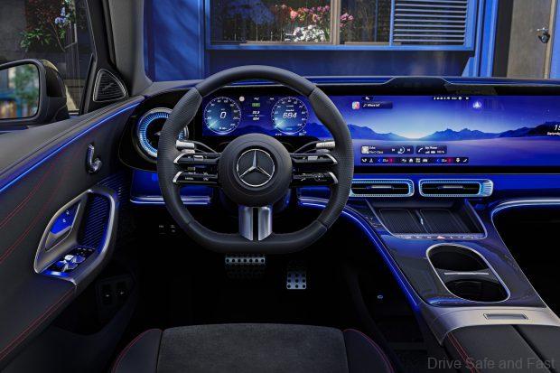 Interieur der neuen elektrischen Mercedes-Benz C-Klasse, 2026. Interior of the new electric Mercedes-Benz C-Class, 2026.