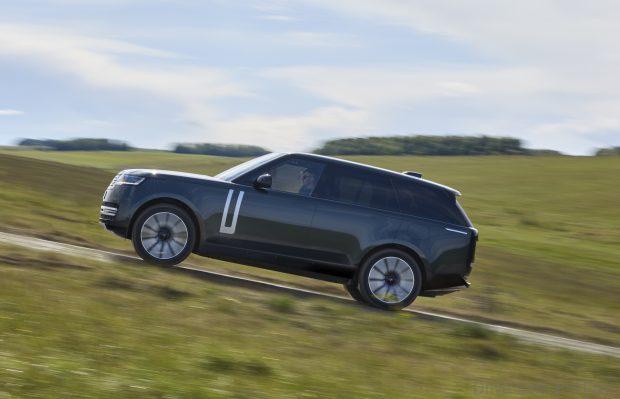 range rover electric on an incline