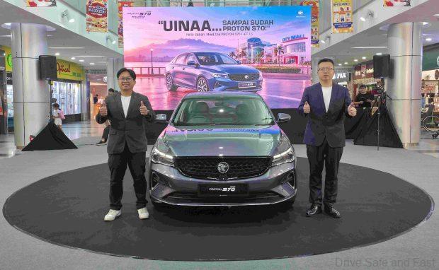 proton s70 i-gt 1.5 being launched in a mall in sabah