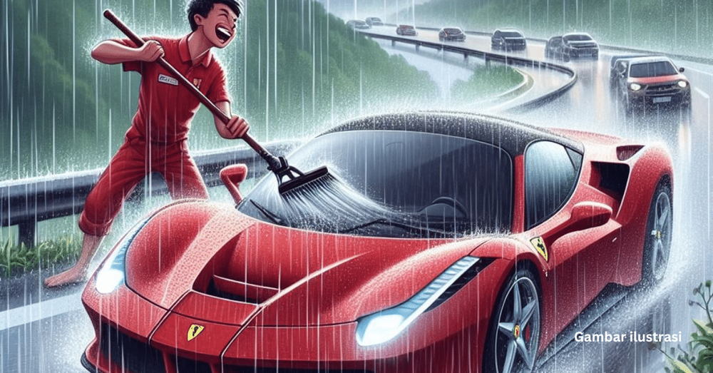 Wiper Tidak Berfungsi, Perakam Supercar Ferrari Di Kundasang Buat Netizen Berdekah