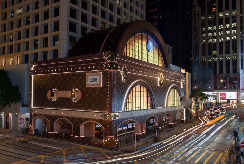 Image from: Louis Vuitton Transforms Hong Kong Façade into a Grand Railway Station