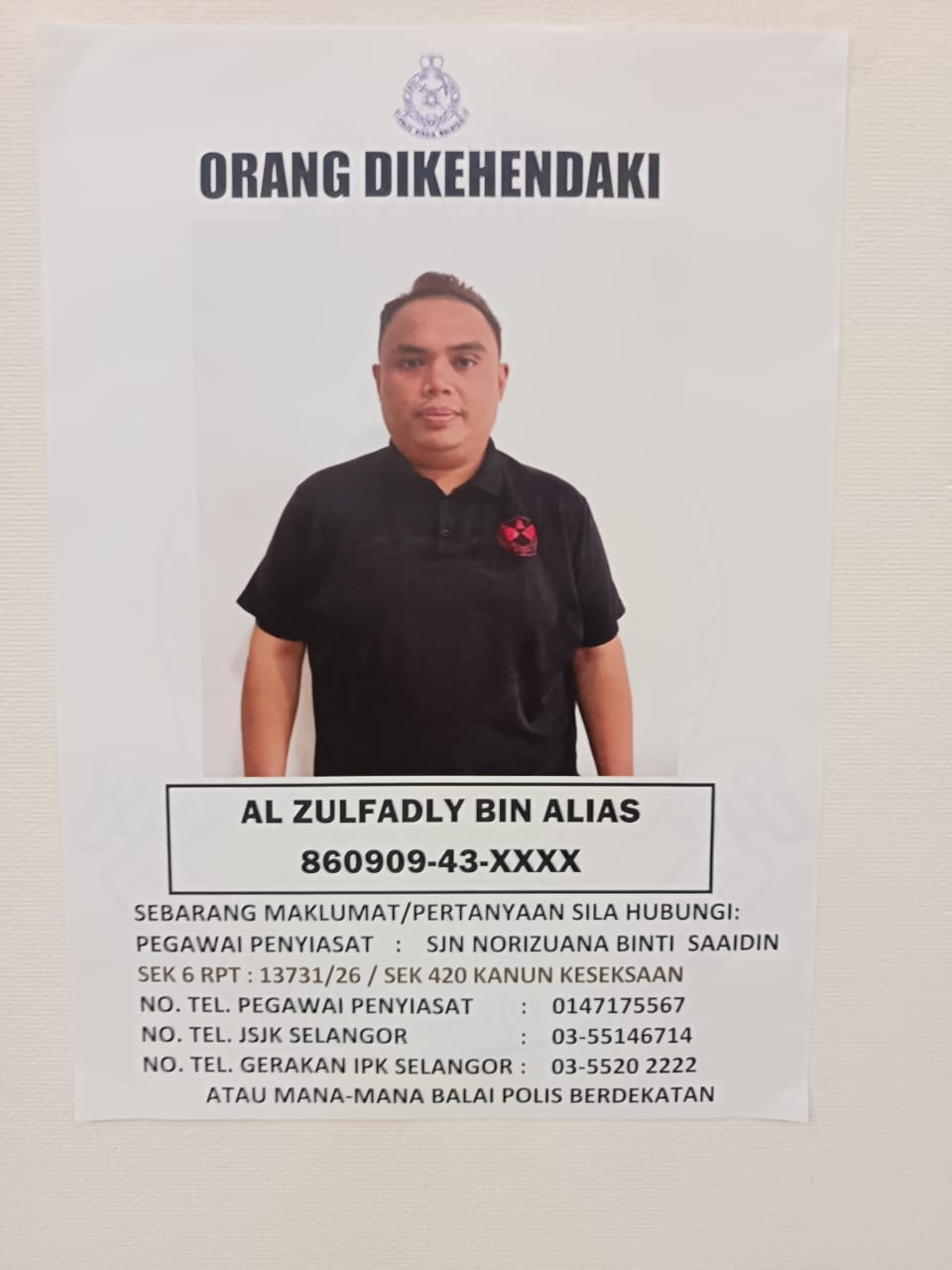 Image from: Dua tahun menyamar ADC Raja Muda Selangor, kaut RM700,000