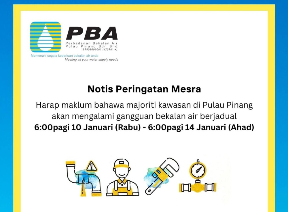 Penang water supply disruption Penang Water Supply Corporation aims
