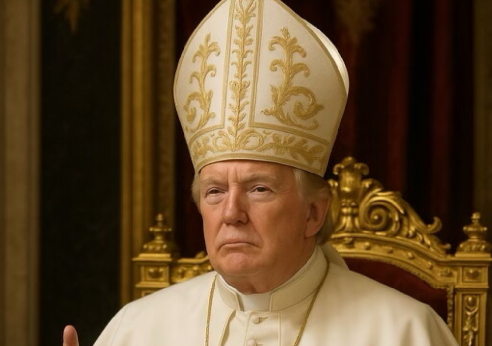 An AI-generated image of Donald Trump as the pope, which the US president posted on social media in 2025.