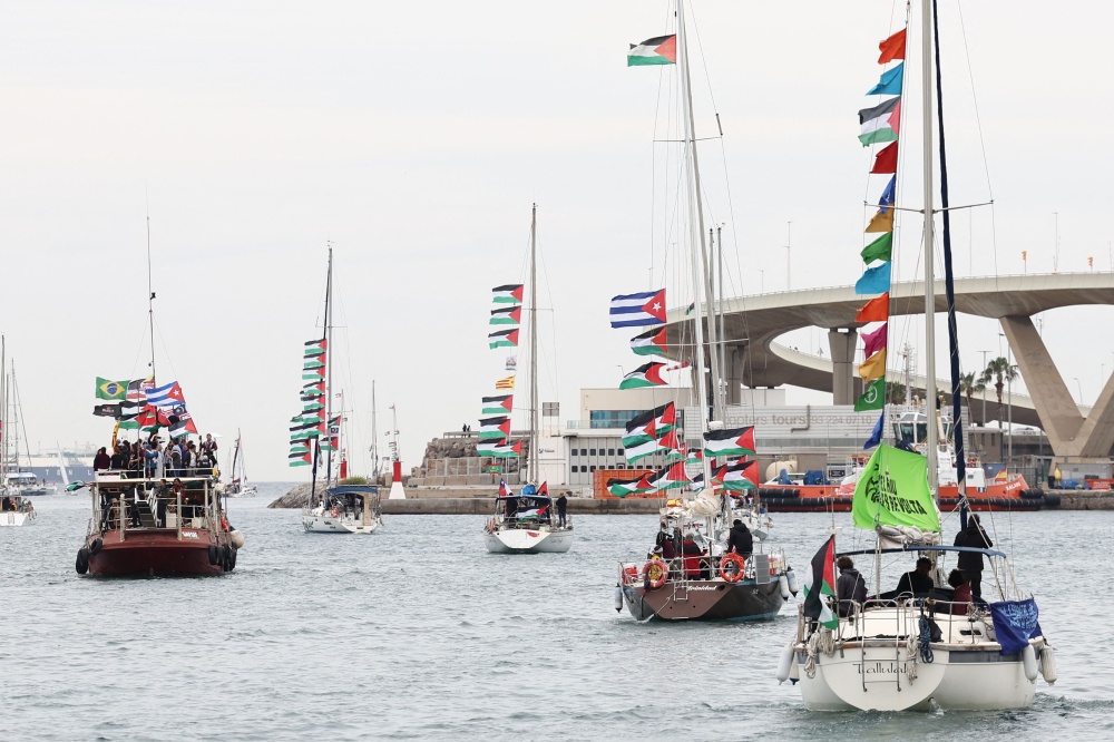 A new flotilla of more than 80 boats and 1,000 international pro-Palestinian activists, who attempted to reach Gaza last year, is preparing for a new mission to the devastated territory from Barcelona. — AFP pic 